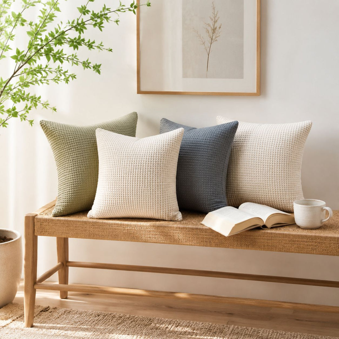 Textured Waffle Weave Throw Pillow