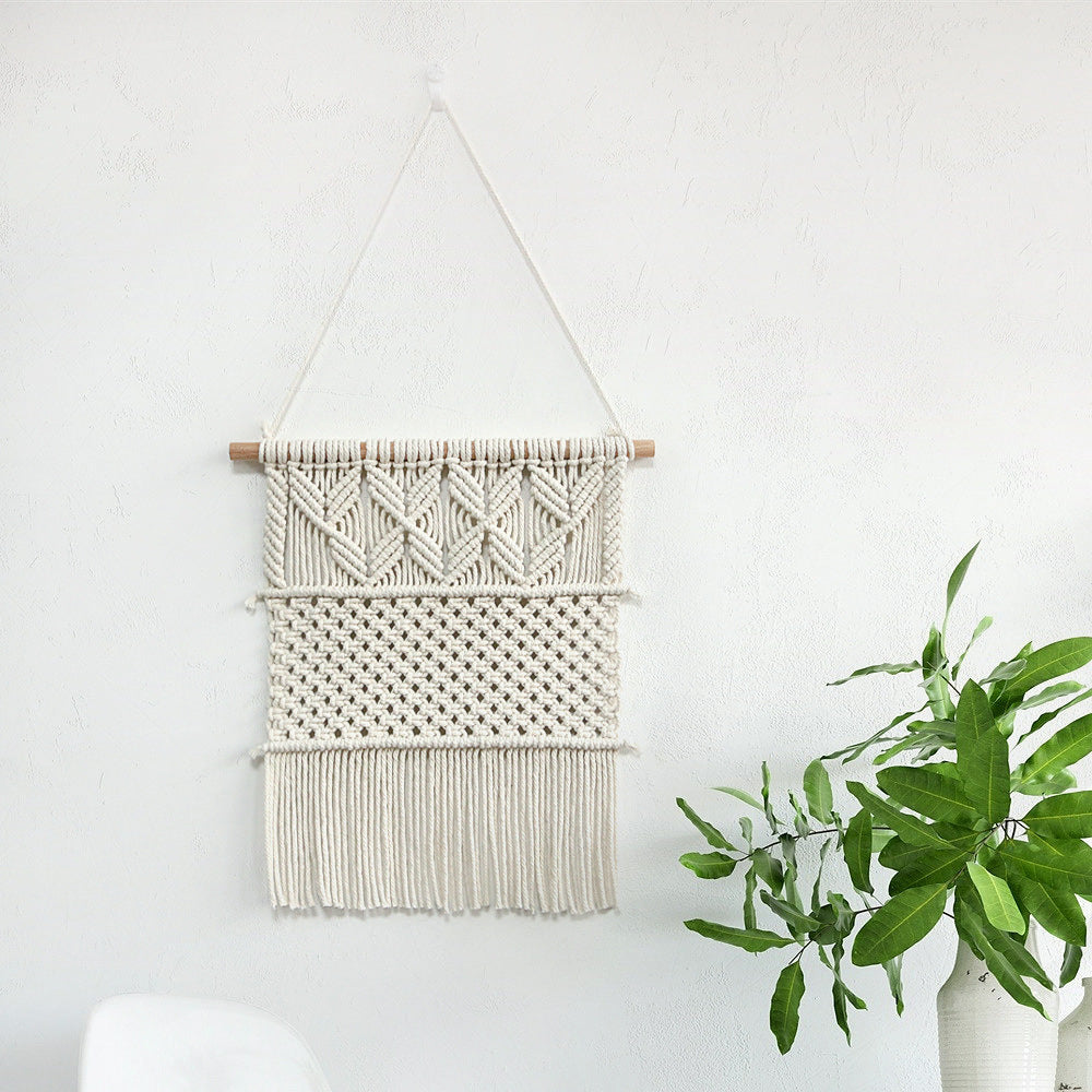 Handwoven macrame wall hanging in boho style