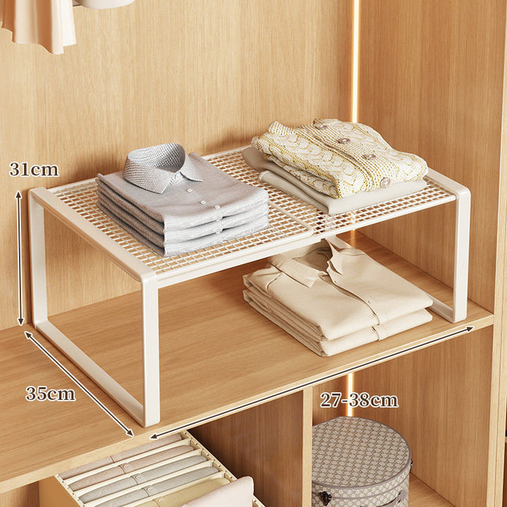 Adjustable Expandable Metal Mesh Shelf Riser for Closet and Wardrobe