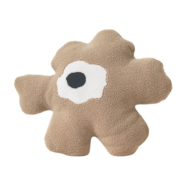 Cozy Decorative Plush Pillow in Organic Flower Shape with Tufted Center
