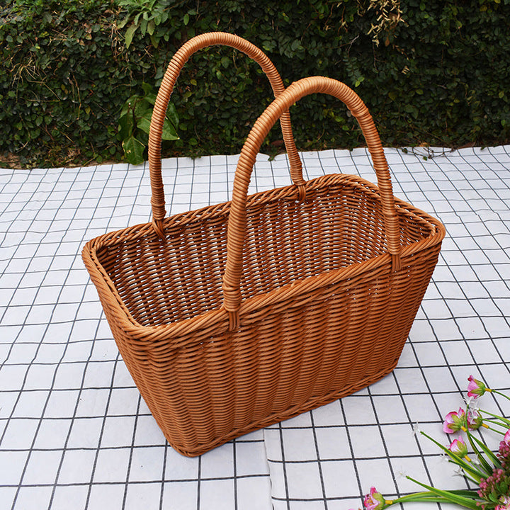 Stylish Handwoven Storage Basket with Twin Handles