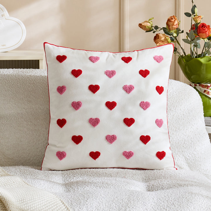 Tufted Tic-Tac-Toe Chenille Decorative Throw Pillow with Corner Tassels