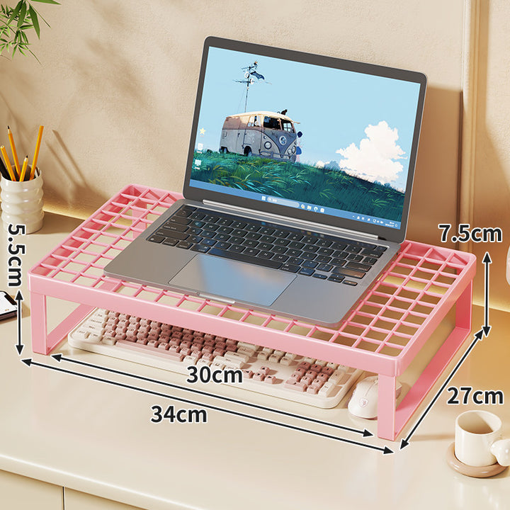 Elevated Mesh Laptop Stand Riser with Under-Keyboard Storage