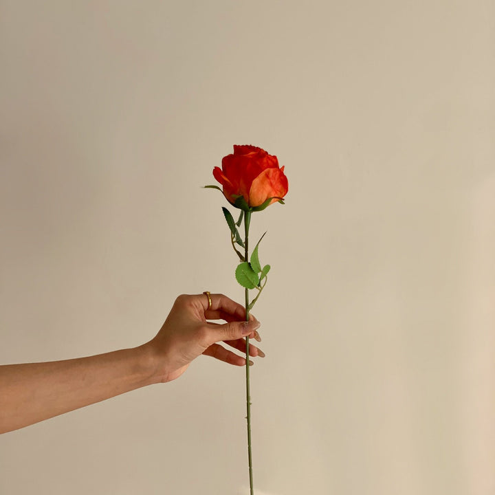 Realistic Long Stem Artificial Rose