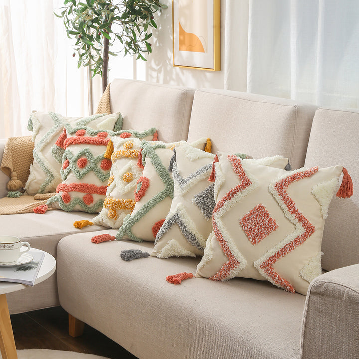 Geometric Textured Decorative Pillow