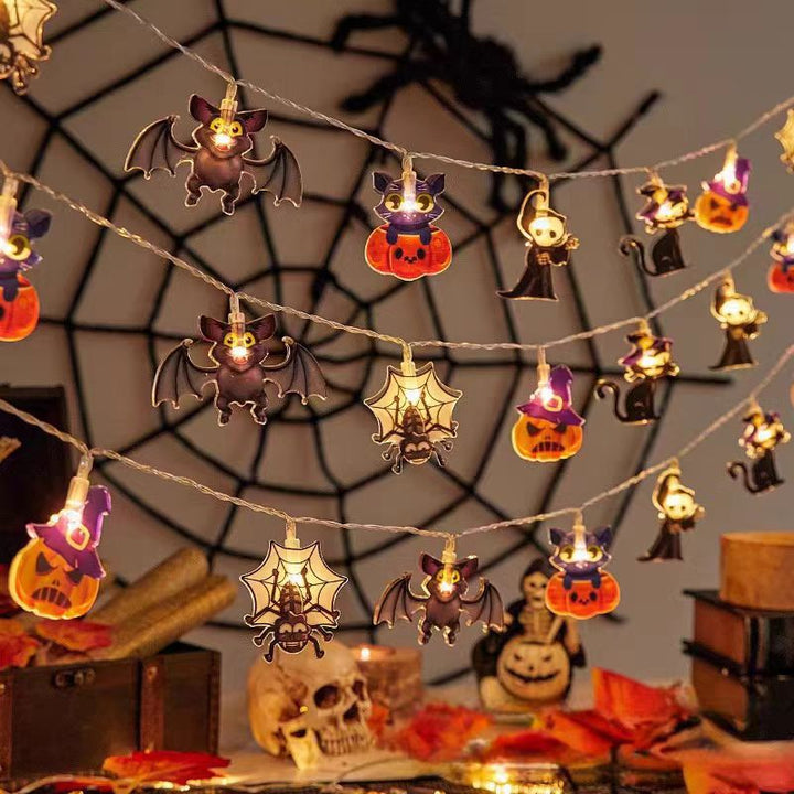 Decorative Halloween LED String Lights with Pumpkin, Ghost, Cat and Spider Web Charms