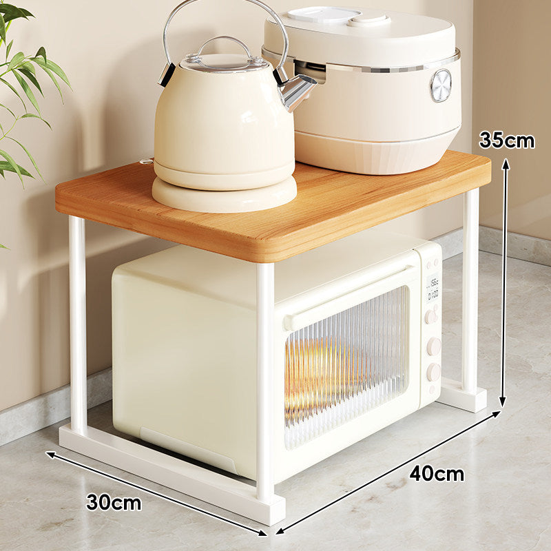 Countertop Appliance Riser Shelf with Wood-Top and Metal Frame