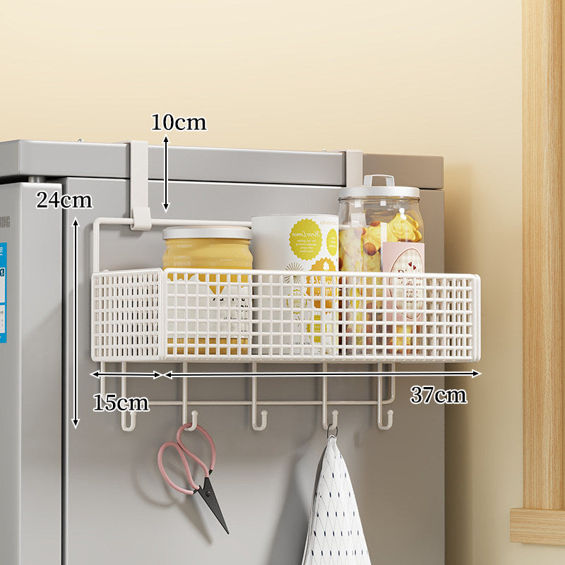 Over-Door Two Tier Metal Mesh Hanging Kitchen Storage Basket Organizer with Hooks