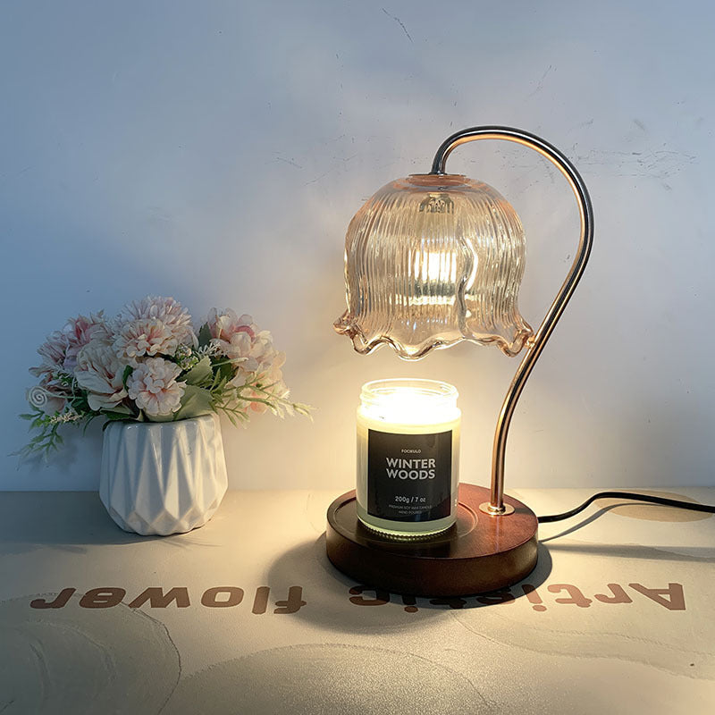 Decorative table lamp made of glass