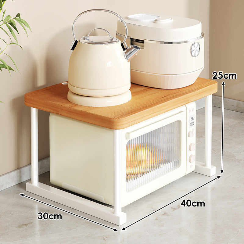 Countertop Appliance Riser Shelf with Wood-Top and Metal Frame