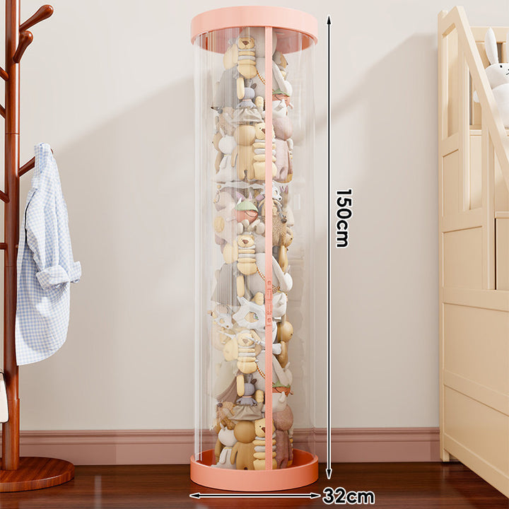 Vertical Transparent Plush Toy Storage Cylinder Organizer