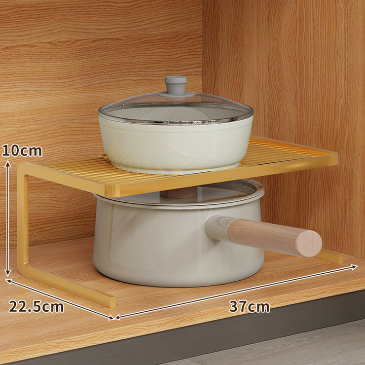 Double-Level Compact Cabinet Pot and Lid Organizer Shelf