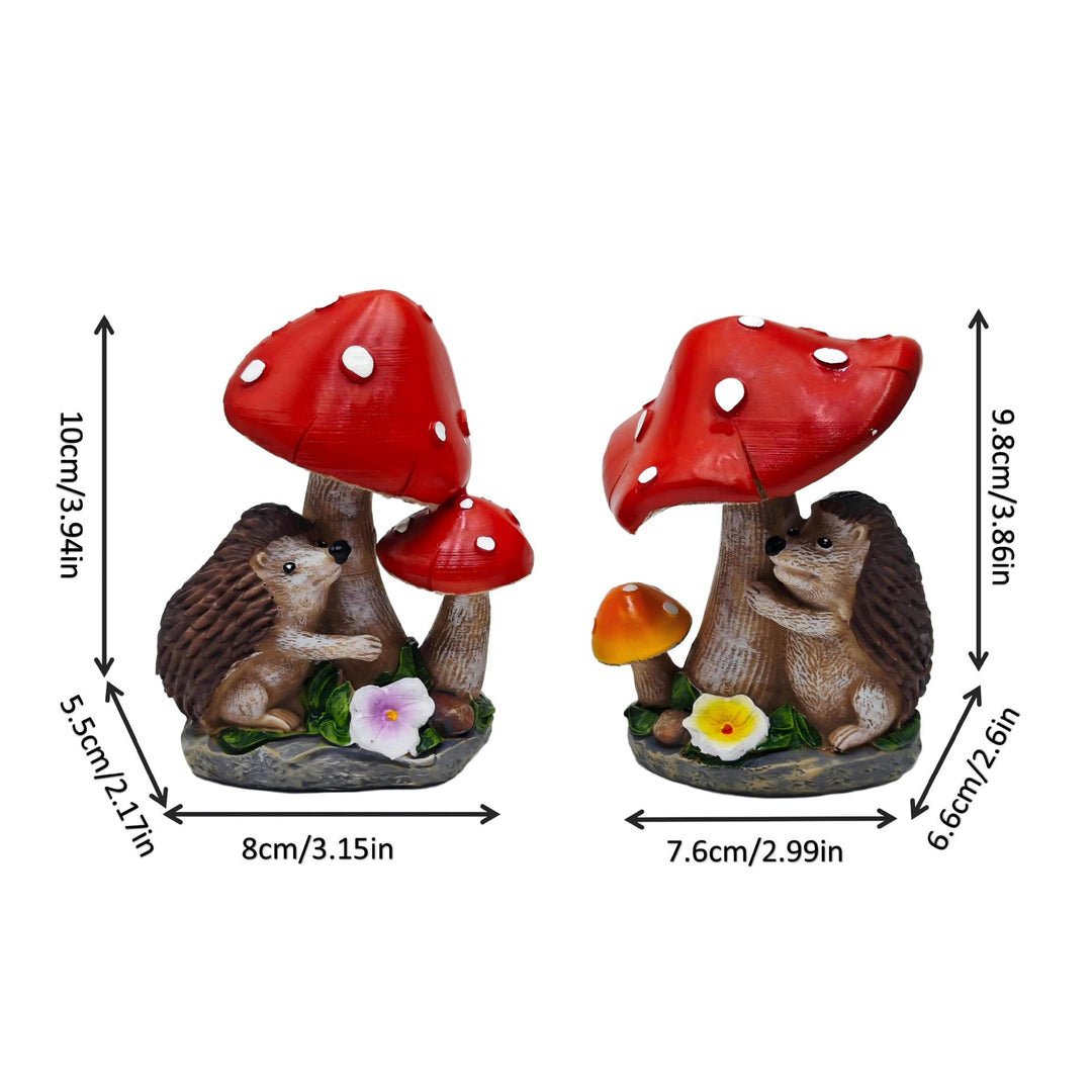 Cute decorative figure with hedgehog and fly agarics