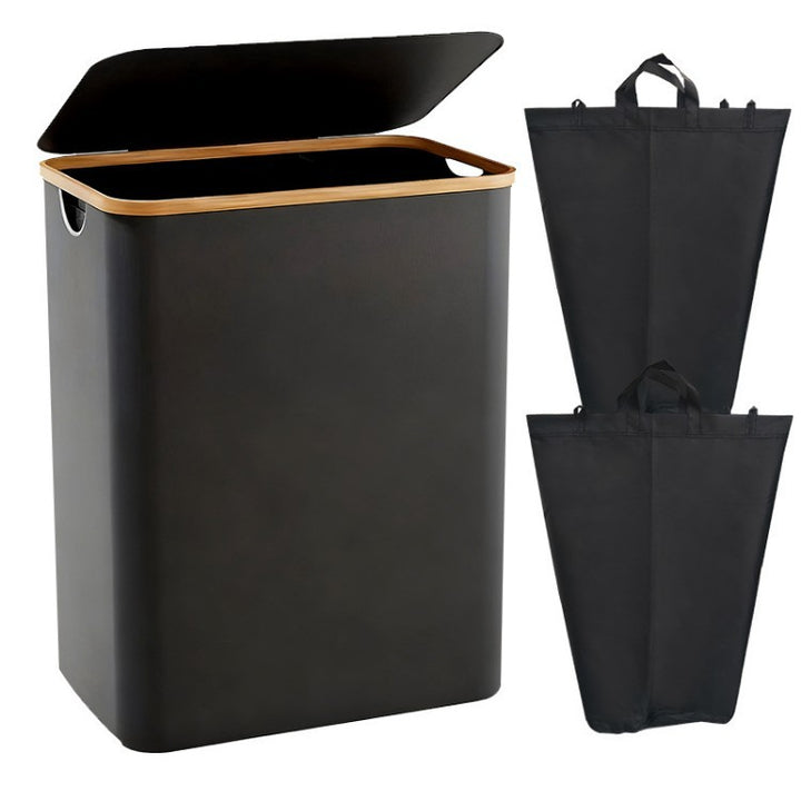 Laundry separation system with bamboo lid and multiple compartments