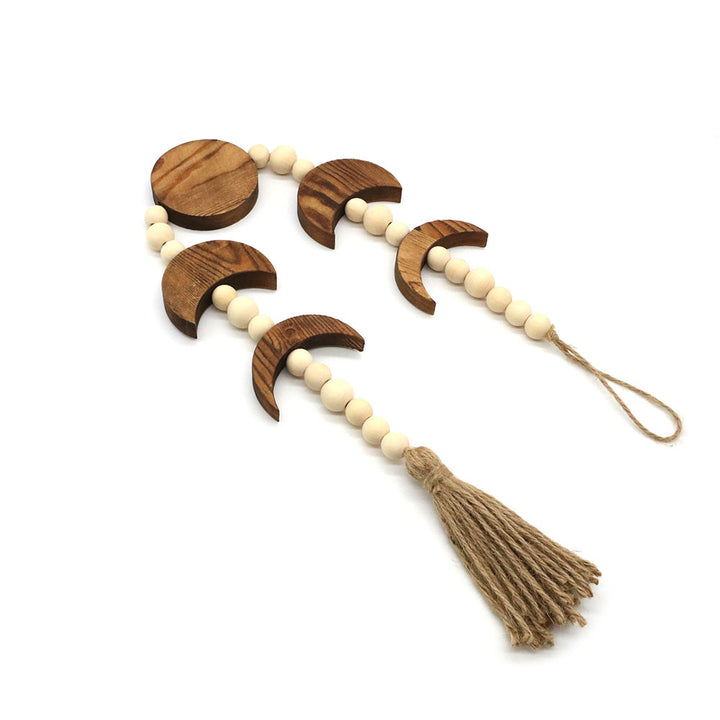 Decorative wall hanging with geometric wooden shapes