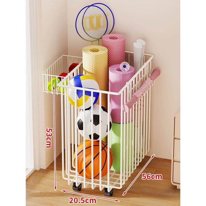 Rolling Vertical Sports Storage Cart for Balls and Yoga Mats