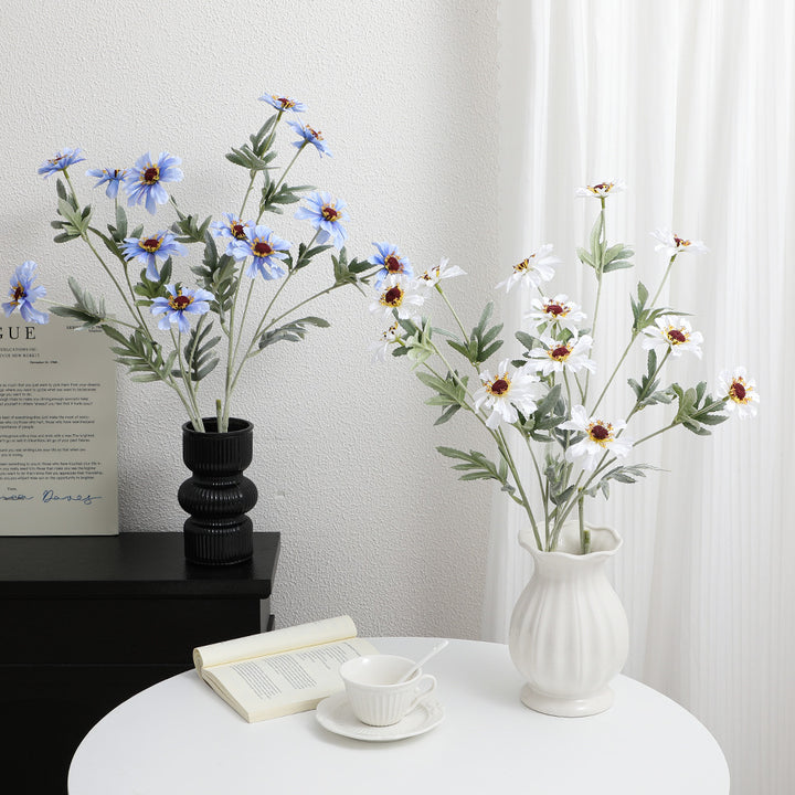 Artificial poppy flower branch with lifelike blooms and detailed leaves