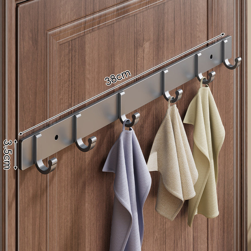 Wall-Mounted Slim Metal Multi-Hook Rack with Curved Hooks and Concealed Mount