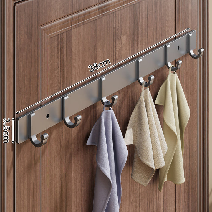 Wall-Mounted Slim Metal Multi-Hook Rack with Curved Hooks and Concealed Mount