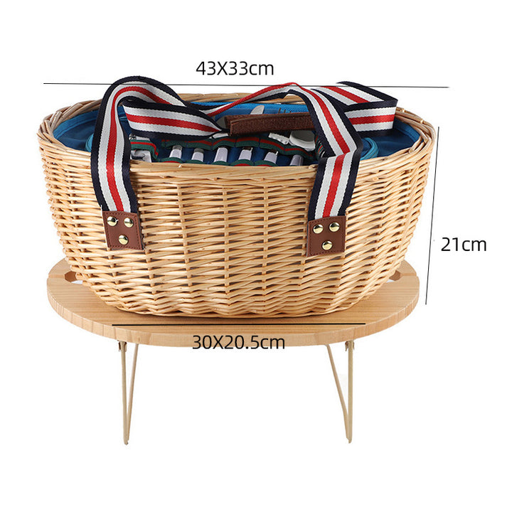 Exclusive basket with handles made of woven rattan