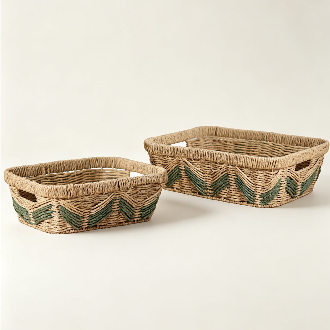 Decorative storage basket with handles