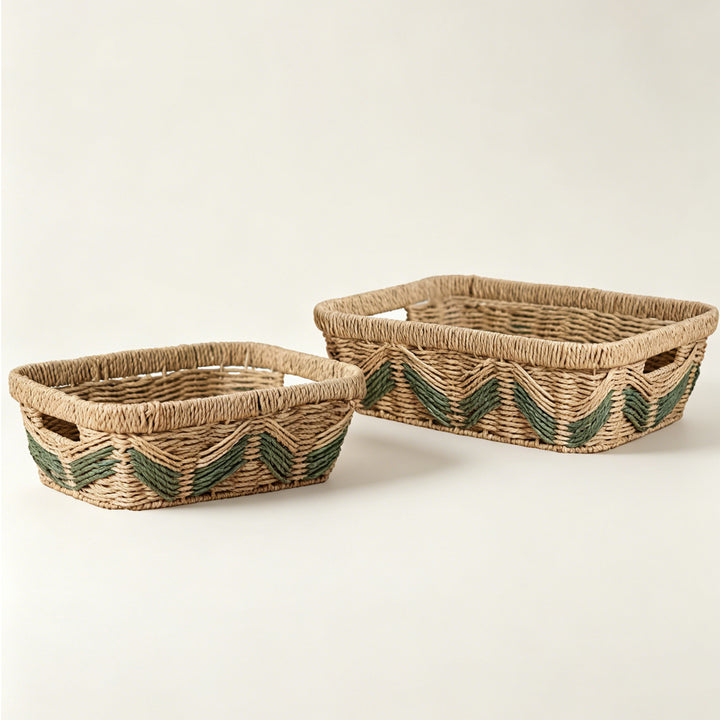 Decorative storage basket with handles