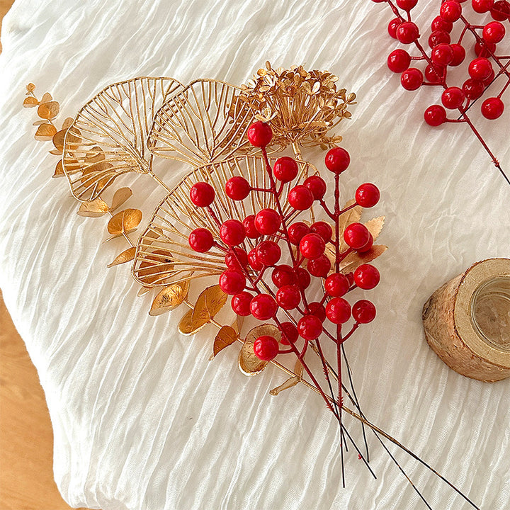 Decorative Artificial Branch with Bright Red Berries