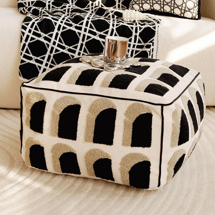 Elegant Geometric Patterned Floor Pouf