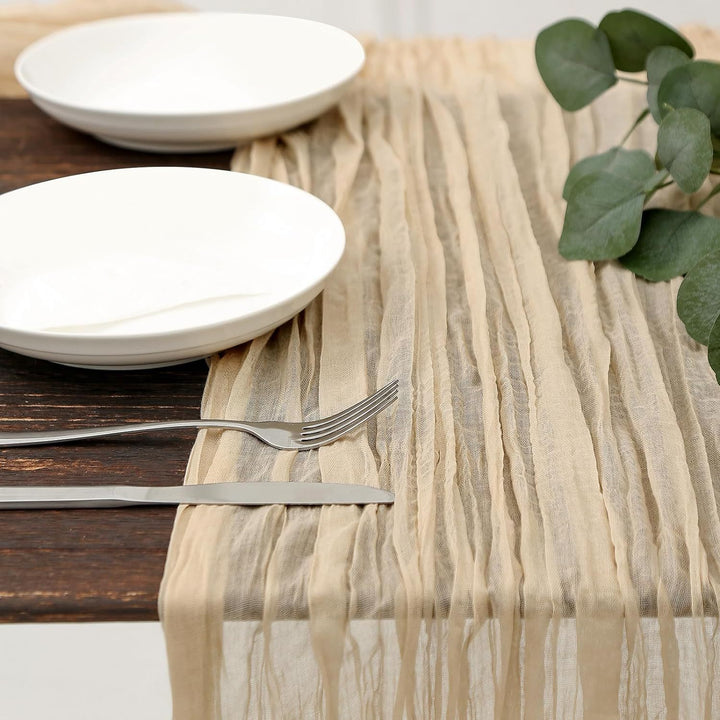 Wo Elegant Crinkled Chiffon Table Runner