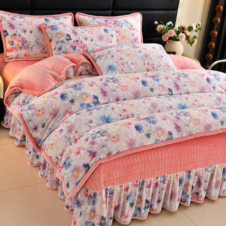 Luxurious Floral Embroidered Bedding Set