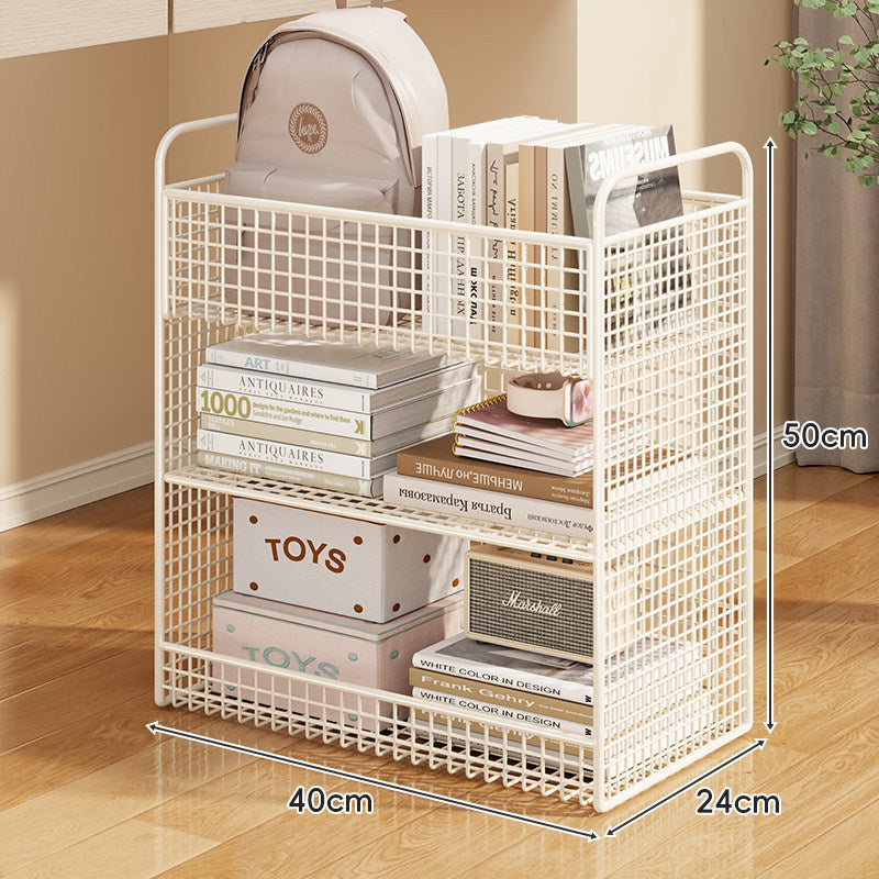 Compact Tiered Metal Mesh Vertical Storage & Display Rack with Removable Shelves and Anti-Slip Feet