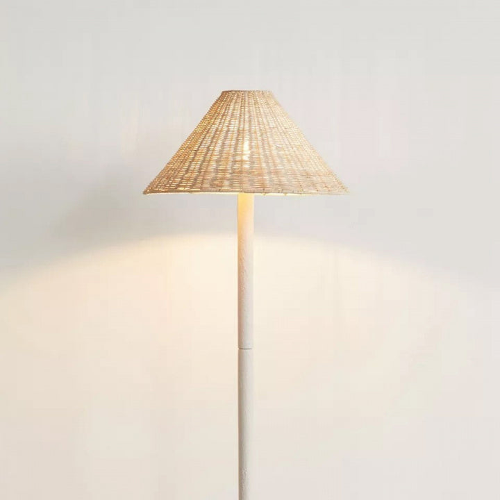 Contemporary natural fiber floor lamp