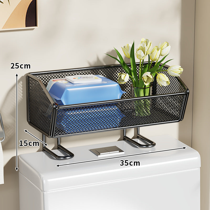 Bathroom Over-Toilet Mesh Organizer Shelf with Elevated Stand and Rust-Resistant Metal