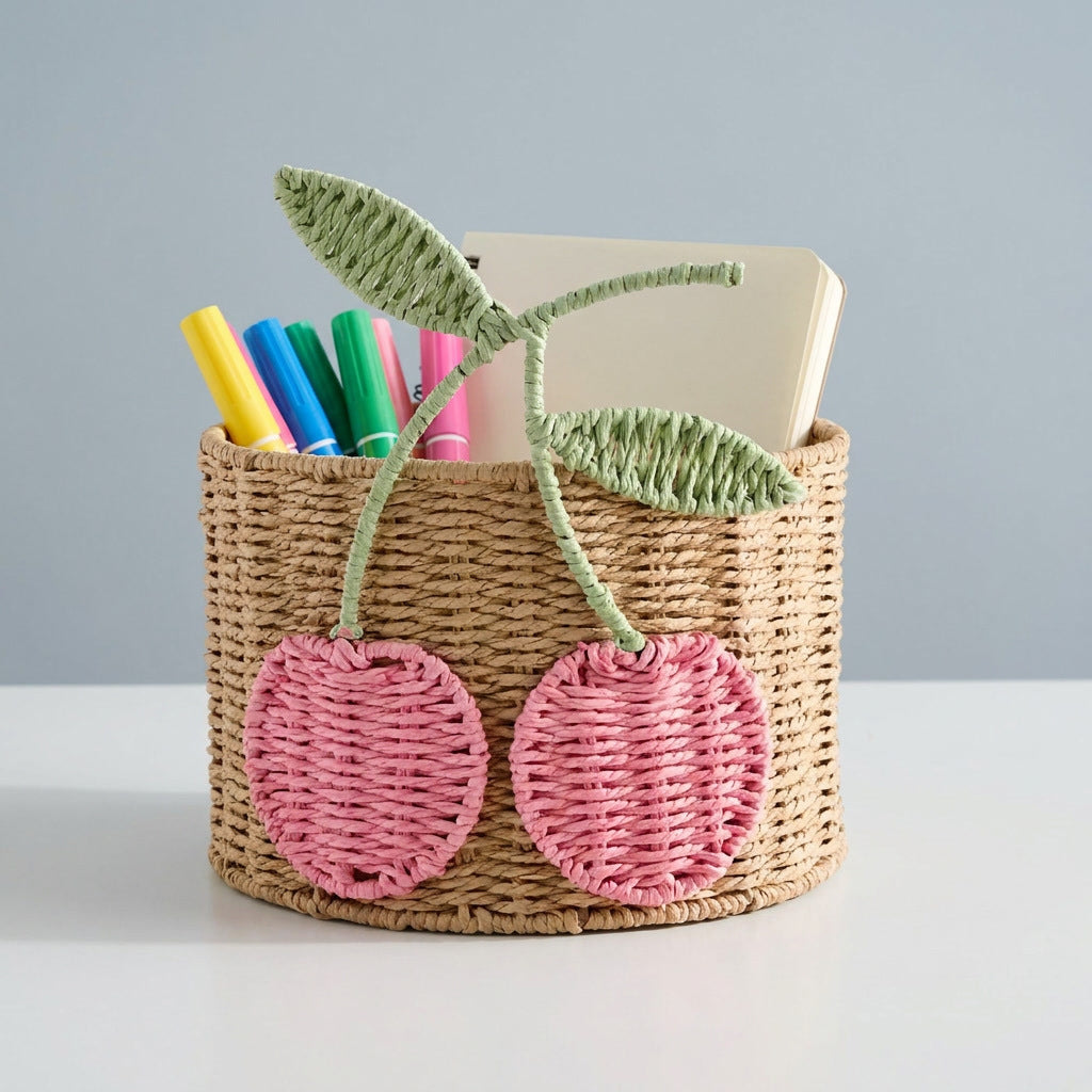 Playful storage basket with fruit design