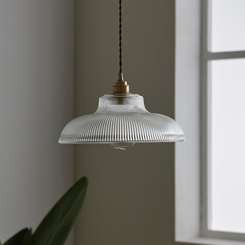 Rillenglas Industrial Pendant Light with Brass Socket