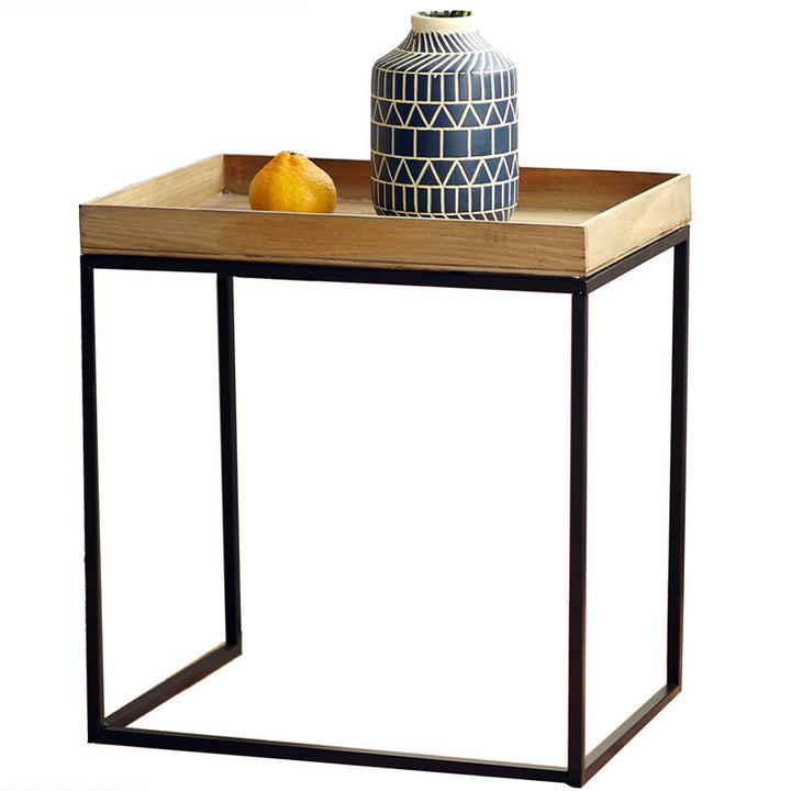 Modern side table with wooden tray