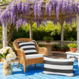 Outdoor Weather-Resistant Striped Square Throw Pillow Covers