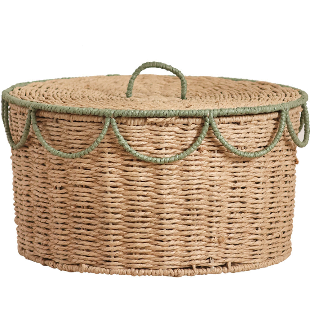Storage basket with lid and handles