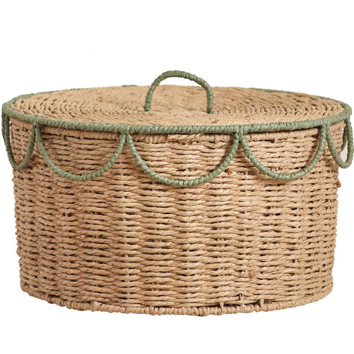 Storage basket with lid and handles