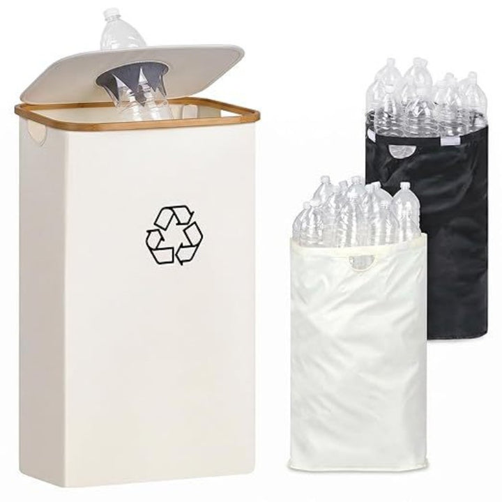 Elegant recycling bin with removable lid and compartments