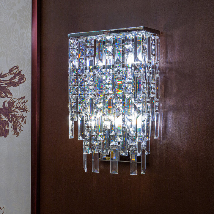 Contemporary crystal rectangular pendant light