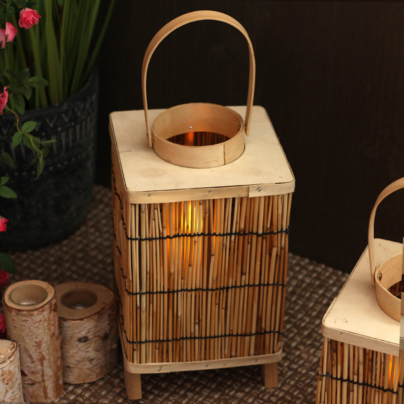 Stylish lantern made of natural materials