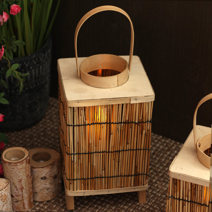 Stylish lantern made of natural materials