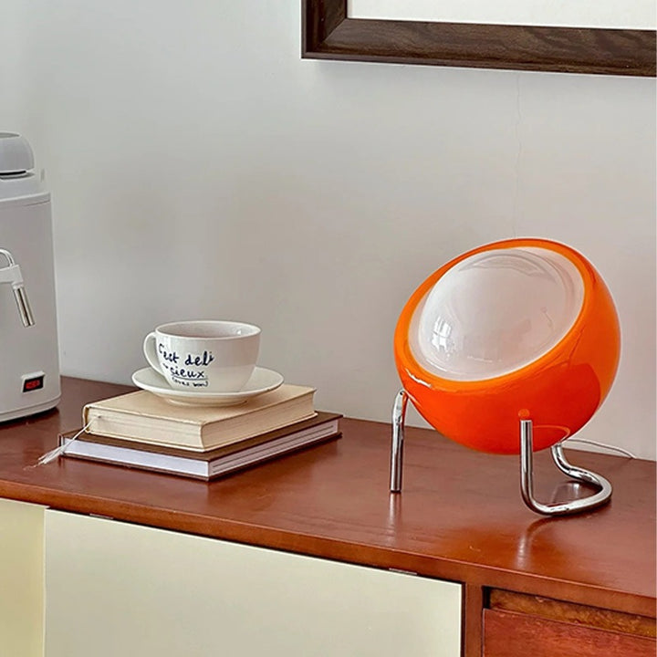 Decorative Orb LED Table Lamp with chrome tripod legs