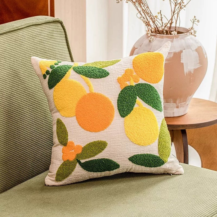 Floral Embroidered Throw Pillow