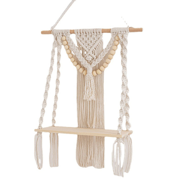 Macramé Wall Shelf with Decorative Beads