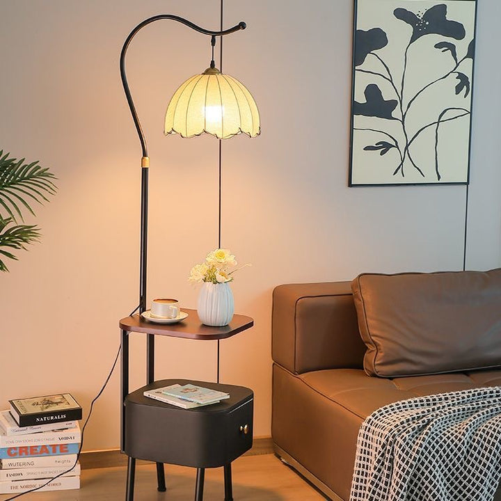 Stylish floor lamp with integrated table