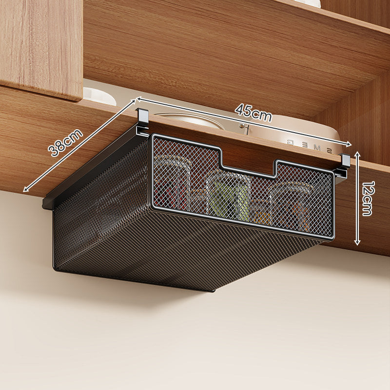 Clip-On Under-Shelf Slide-Out Mesh Storage Basket Organizer