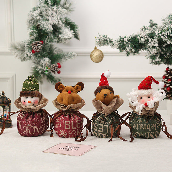 Cute Christmas gnome with gift sack