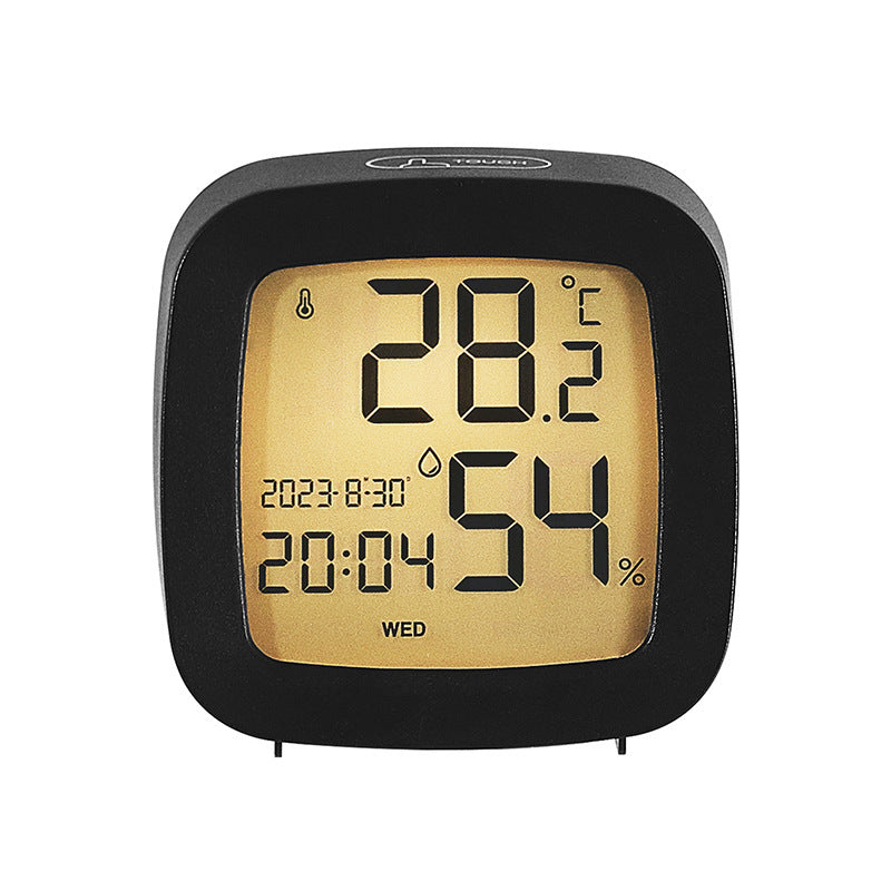Digital alarm clock with temperature and hygrometer function